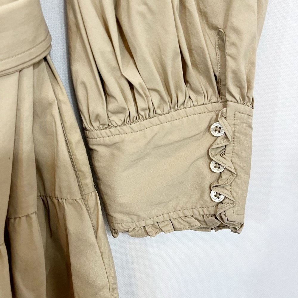 Lauren Ralph Lauren Rapisha Tiered Midi Dress Tan Shirt Dress Belt - Size 12 - Picture 5 of 10